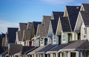 Apartment building with triangular asphalt roof
