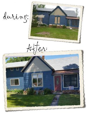 Before and After pictures of blue house