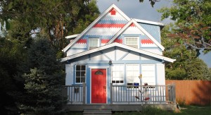 Red White and Blue painted house