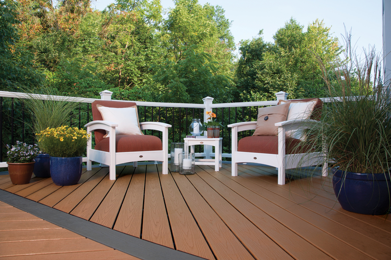 Finished treck deck with white chairs