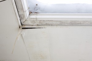 Old gutter with crack