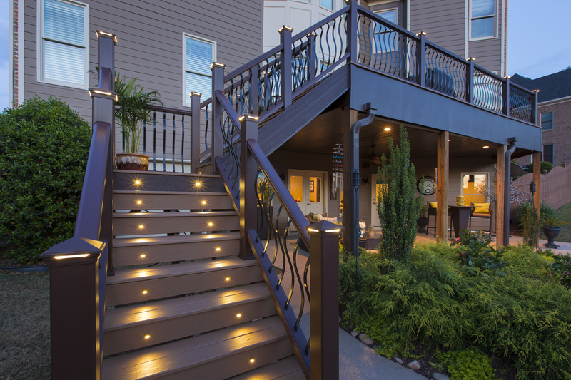 New deck with lighting up stairs