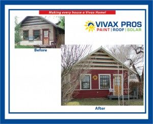 Before and After red painted house