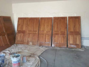 Interior doors being stained