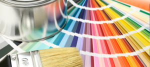 Paint chips, bucket and brush