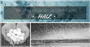 photo of a hand holding hail asking what to do when you're hit with hail