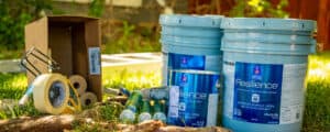 buckets of paint, caulking and other painting supplies Vivax Pros