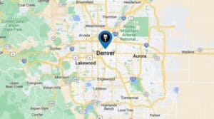 Map of denver with a paint icon showing vivax headquarters location
